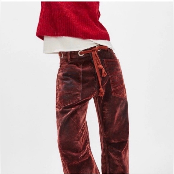 We The Free Brown Flocked Moxie Women Jeans - Picture 3 of 9